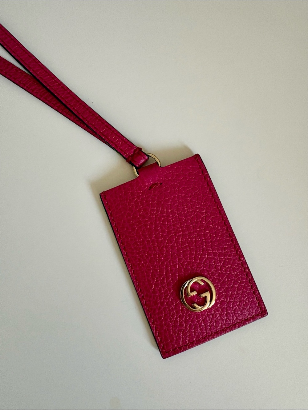 GUCCI Hot Pink Calf Leather Luggage Tag NEW